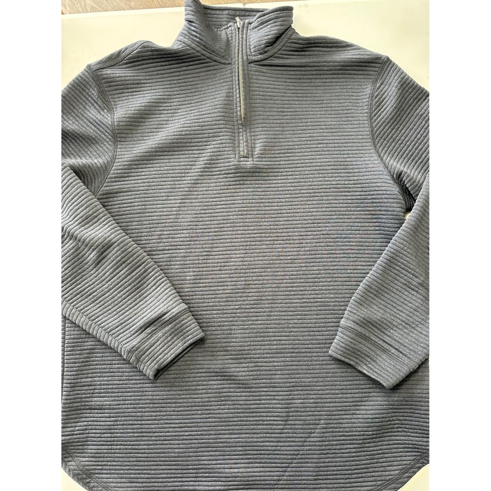 Haggar In Motion Mens Large Gray Ribbed Quarter Zip Pullover Sweater Activewear